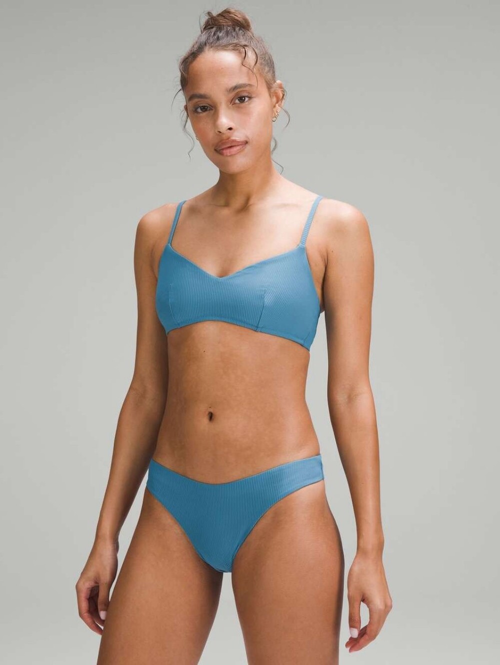 BOTH Lululemon Ribbed Swim Top and High-Rise Skimpy-Fit Swim Bottom in Marlin